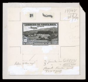 Stamp test: die proof with correction notes