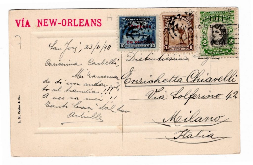 postcard with mixed franking